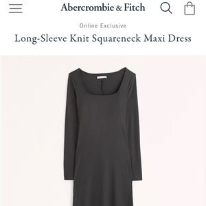Long-Sleeve Knit Squareneck Maxi Dress